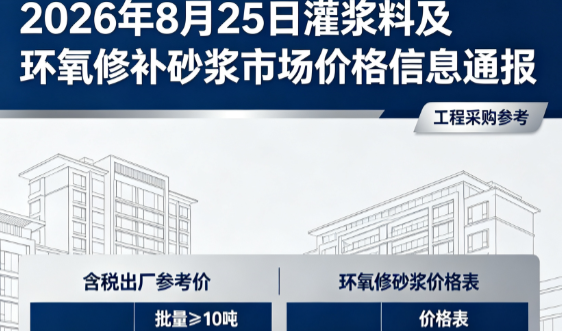 群英乡2026年8月25日灌浆料及环氧修补砂浆市场价格信息通报